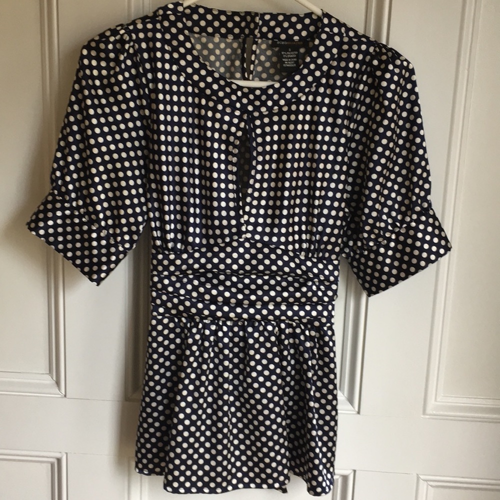 COPY - Vintage BCBG Maxazria Blue Polka Dotted Shirt